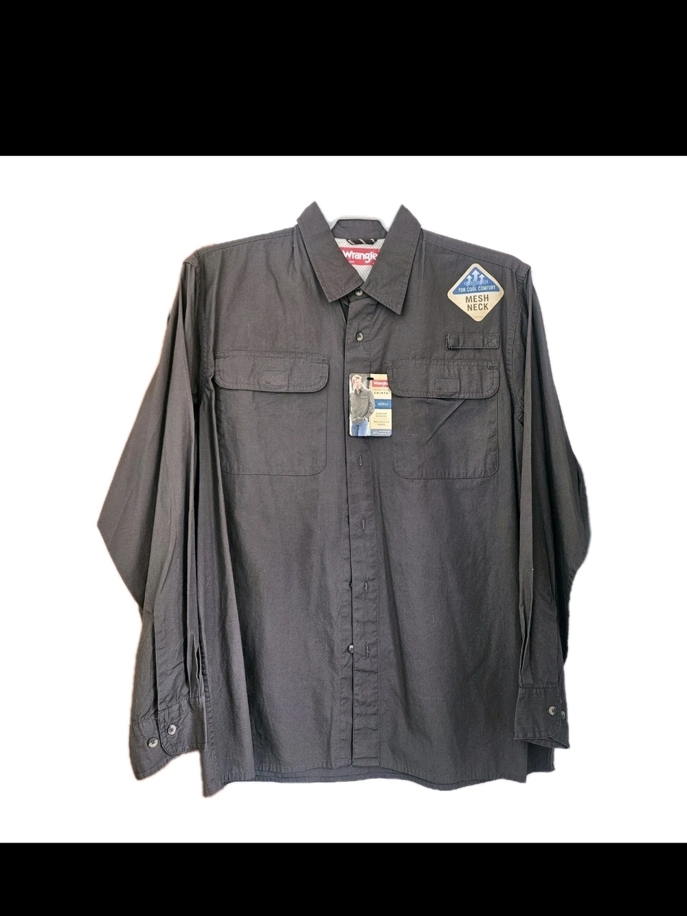 Wrangler Men's Flex for Comfort Long Sleeve Work Shirt - Brown - Mesh Neck - NWT